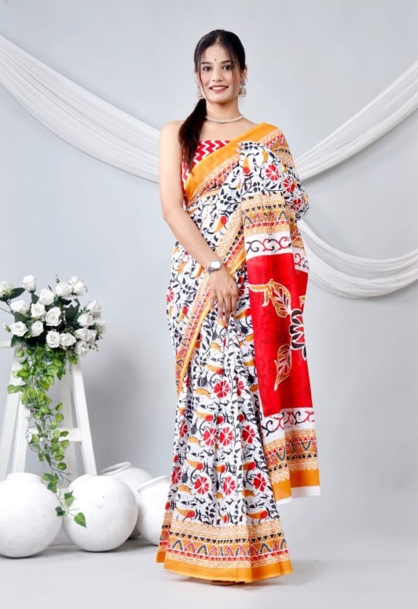 Mulmul cotton saree