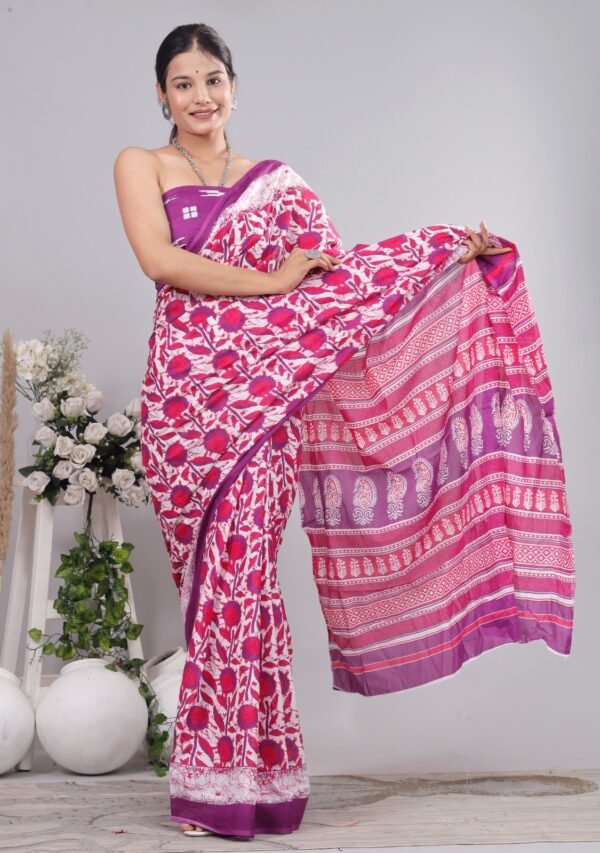 Mulmul cotton saree