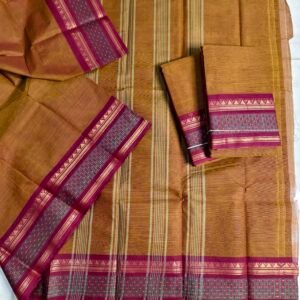 Chettinadu Cotton Saree (Without Blouse, 100 Count Handloom Weave)