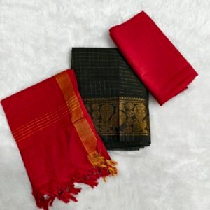 Traditional Sungudi cotton salwar material with 2.45m top, 2m bottom, and 2.30m dupatta—soft, breathable, and perfect for comfortable daily wear