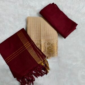 Sungudi Cotton Salwar Material Set (Top, Bottom & Dupatta)