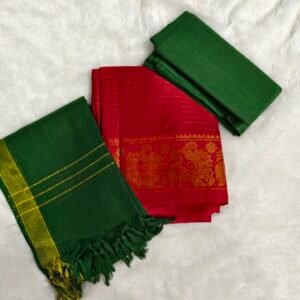 Traditional Sungudi cotton salwar material with 2.45m top, 2m bottom, and 2.30m dupatta—soft, breathable, and perfect for comfortable daily wear