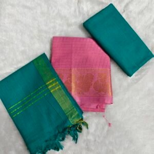 Sungudi Cotton Salwar Material Set (Top, Bottom & Dupatta)