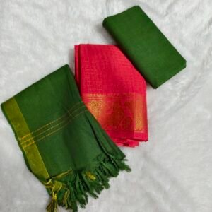 Traditional Sungudi cotton salwar material with 2.45m top, 2m bottom, and 2.30m dupatta—soft, breathable, and perfect for comfortable daily wear