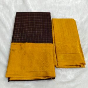 Gold Zari Kattam Sungudi Soft Cotton Handloom Saree (With Blouse)