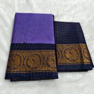 A premium soft cotton handloom Sungudi saree featuring gold zari kattam checks and a matching blouse—elegant, lightweight, and traditionally crafted