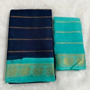 Traditional Velthari Sungudi cotton saree woven in 100-count pure cotton, featuring a classic DS border and a contrast blouse for a vibrant ethnic look.