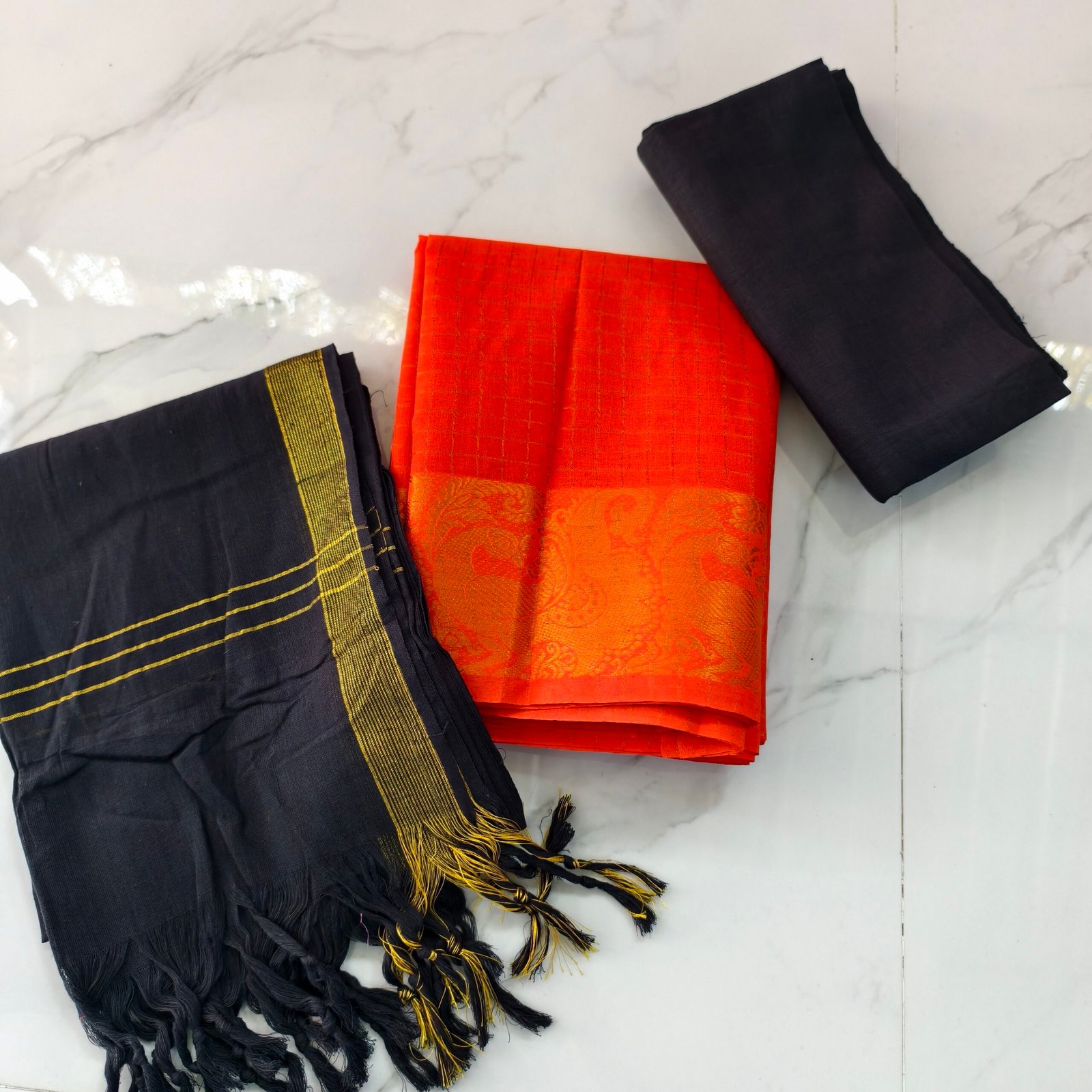 Traditional Sungudi cotton salwar material with 2.45m top, 2m bottom, and 2.30m dupatta—soft, breathable, and perfect for comfortable daily wear