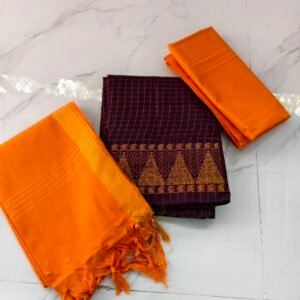 Traditional Sungudi cotton salwar material with 2.45m top, 2m bottom, and 2.30m dupatta—soft, breathable, and perfect for comfortable daily wear
