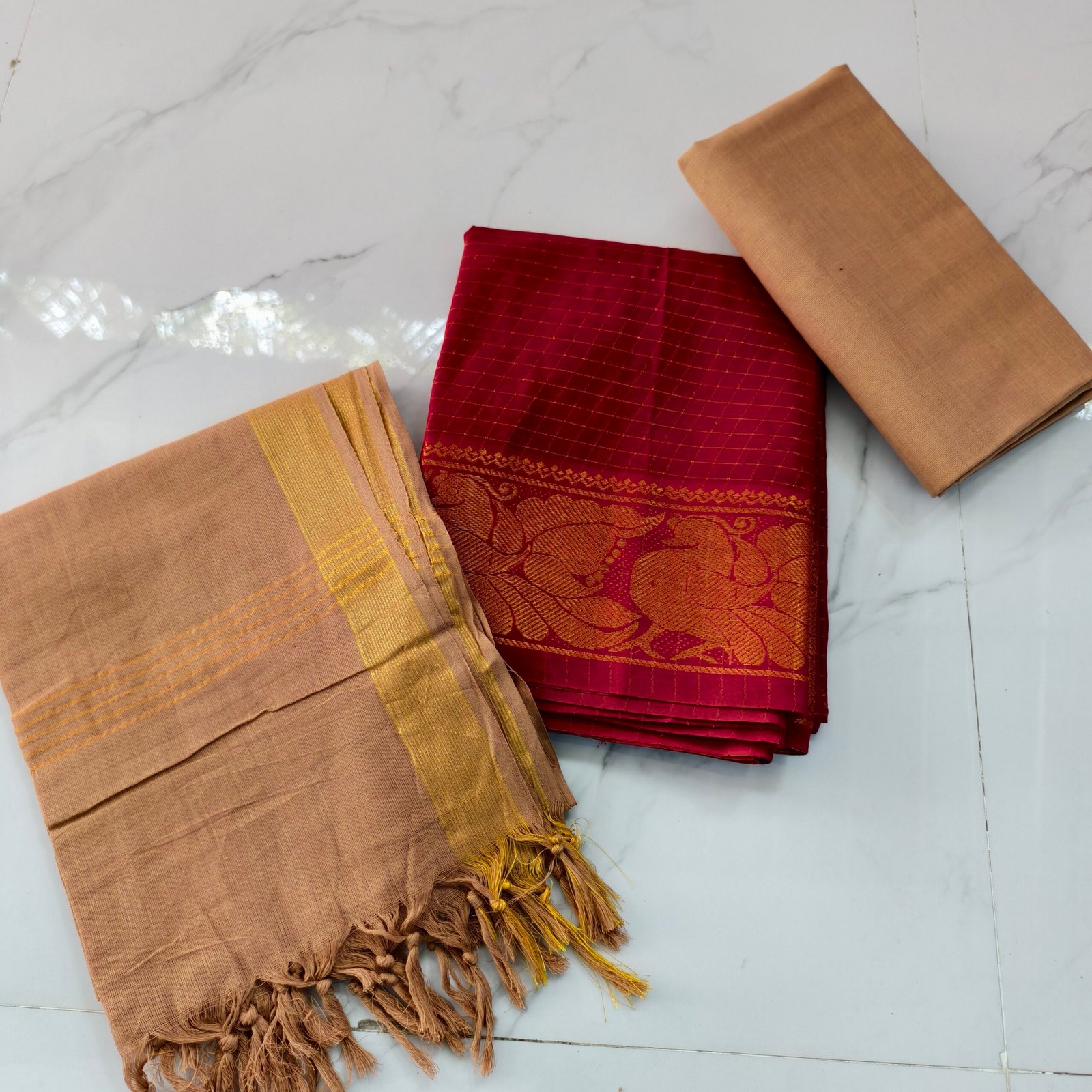 Traditional Sungudi cotton salwar material with 2.45m top, 2m bottom, and 2.30m dupatta—soft, breathable, and perfect for comfortable daily wear