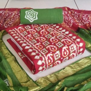 Batik Salwar Material Set with Kantha Stitch Work (Top, Bottom & Dupatta)