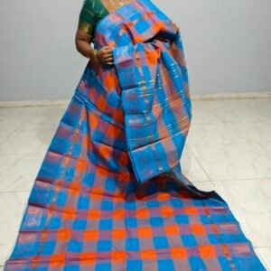 Traditional Chettinadu cotton saree from the Kattam collection, crafted in breathable cotton with classic check patterns — lightweight and perfect for everyday elegance.