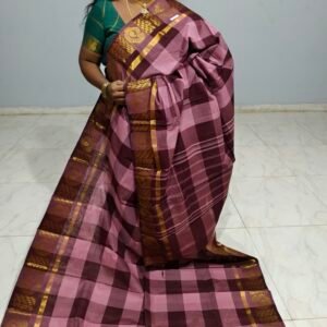 Chettinadu Cotton Saree – Kattam Collection (Without Blouse)