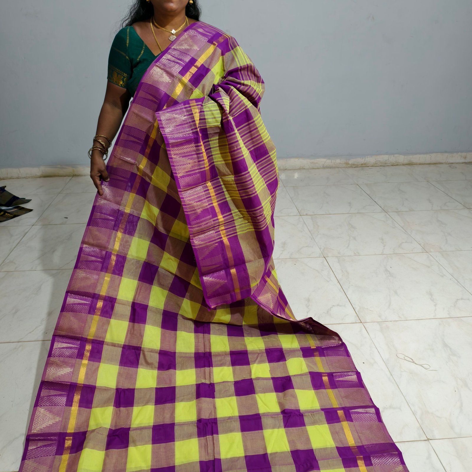 Chettinadu Cotton Saree – Kattam Collection (Without Blouse)